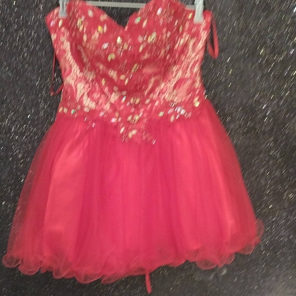 Red Strapless Sequin Dress